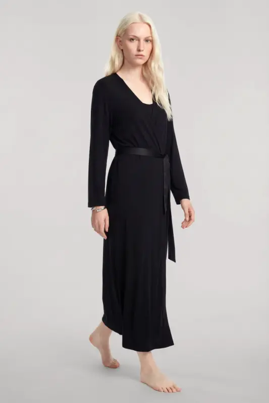 Angelino Long Kimono 3-Piece Set Black - 3