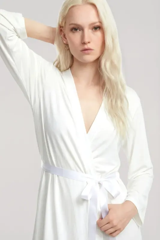 Angelino Long Kimono 3-Piece Set Ecru - 2