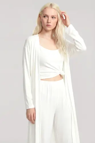 Angelino Long Kimono 3-Piece Set Ecru - 8