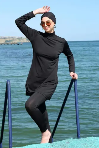 Angelino Long Sleeve Lycra Black Modest Swimsuit 31055 - 3