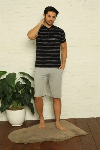 Angelino Men's Black 3-Piece Pajama Set 6823 - 3