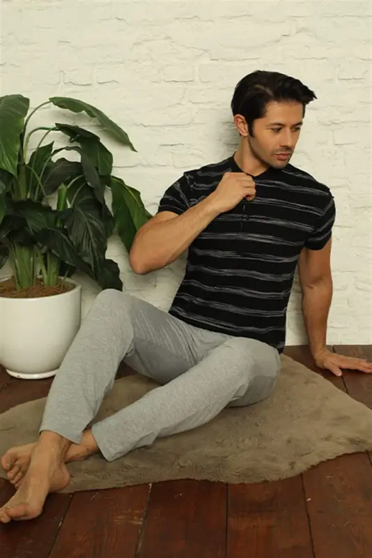 Angelino Men's Black 3-Piece Pajama Set 6823 - 4
