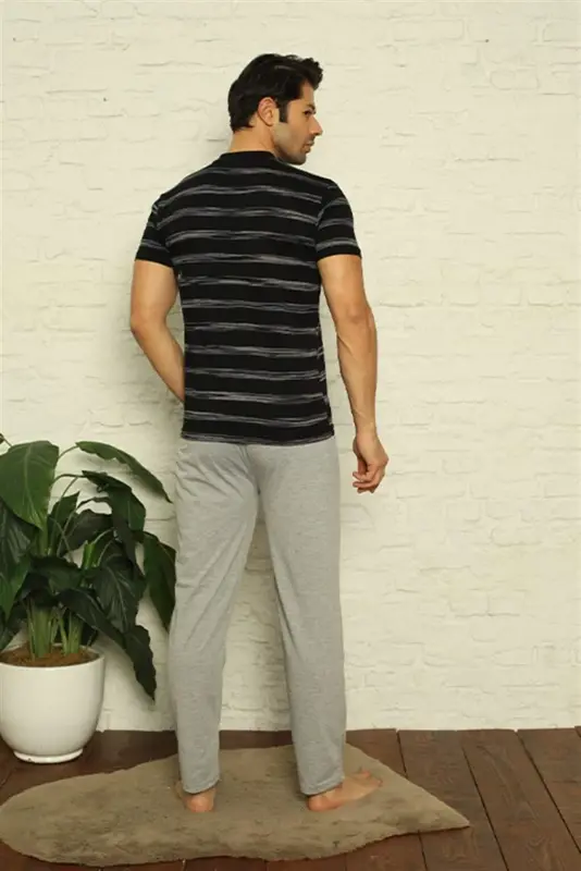 Angelino Men's Black 3-Piece Pajama Set 6823 - 5