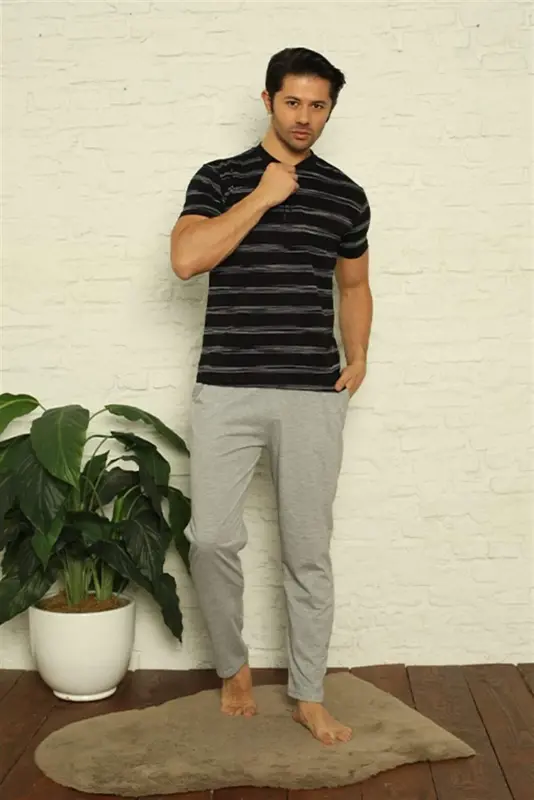 Angelino Men's Black 3-Piece Pajama Set 6823 - 2