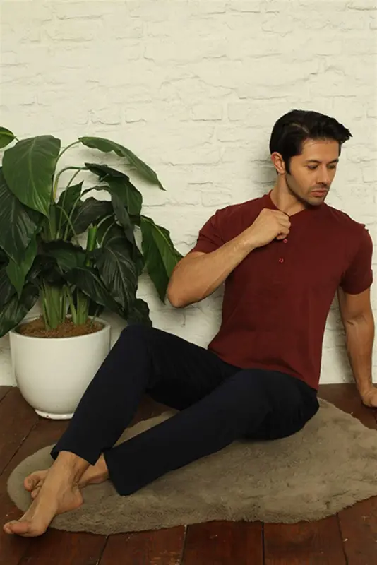 Angelino Men's Burgundy 3-Piece Pajama Set 6824 - 11