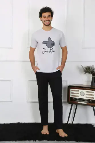 Angelino Men's Cotton Knit Pajama Set, Grey 50126. Single Set Price. - BÜYÜKBEDENIZ (1)