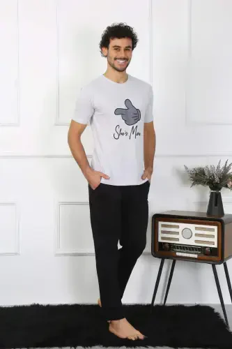 Angelino Men's Cotton Knit Pajama Set, Grey 50126. Single Set Price. - 4