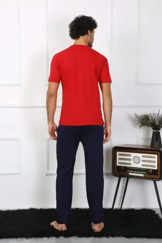 Angelino Men's Cotton Knit Pajama Set Red 50128 Single Set Price - 4