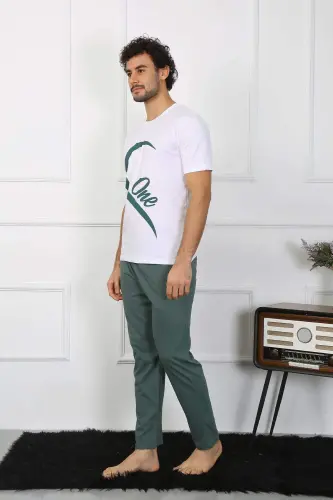 Angelino Men's Cotton Knit Pajama Set White 50127 Single Set Price - 1