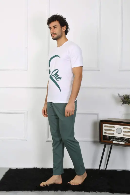 Angelino Men's Cotton Knit Pajama Set White 50127 Single Set Price - BÜYÜKBEDENIZ