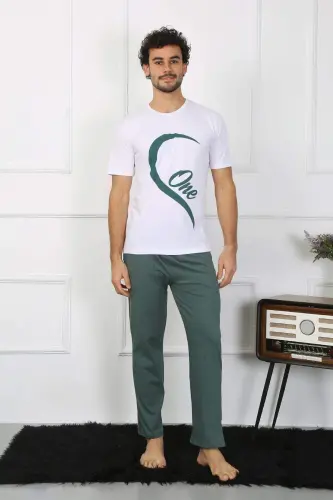 Angelino Men's Cotton Knit Pajama Set White 50127 Single Set Price - 5