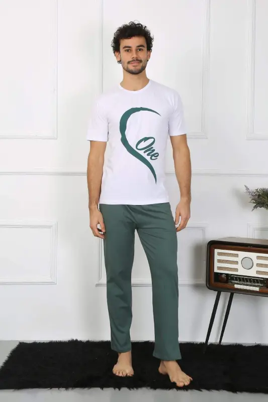 Angelino Men's Cotton Knit Pajama Set White 50127 Single Set Price - 5