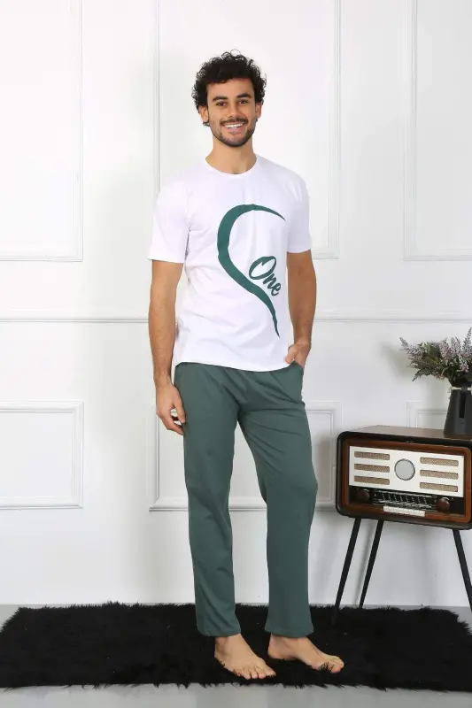 Angelino Men's Cotton Knit Pajama Set White 50127 Single Set Price - 7