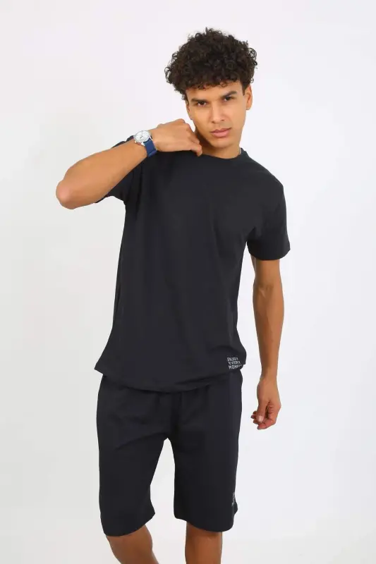 Angelino Men's Cotton Lacoste Capri Pajama Set Navy Blue 6874 - 4