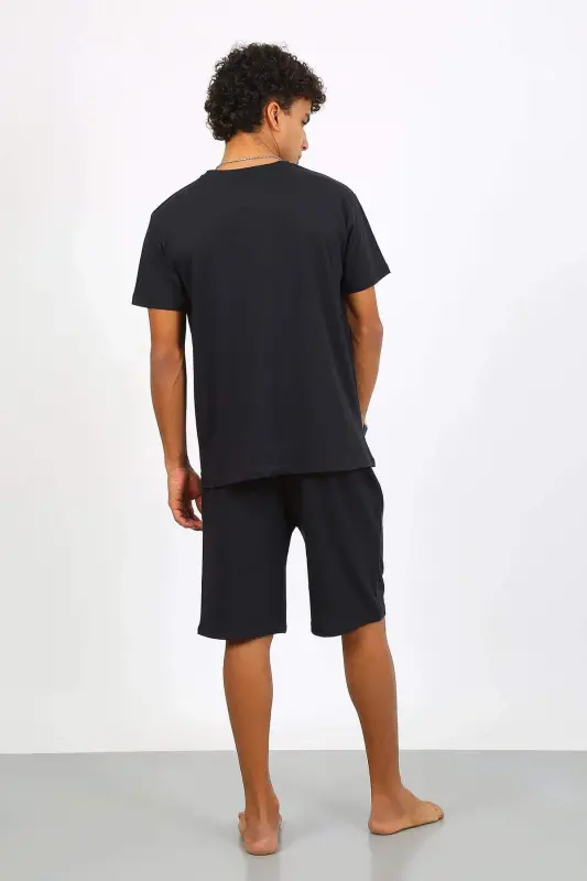 Angelino Men's Cotton Lacoste Capri Pajama Set Navy Blue 6874 - 6