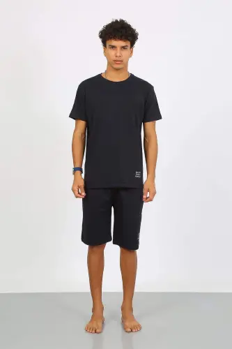 Angelino Men's Cotton Lacoste Capri Pajama Set Navy Blue 6874 - 7