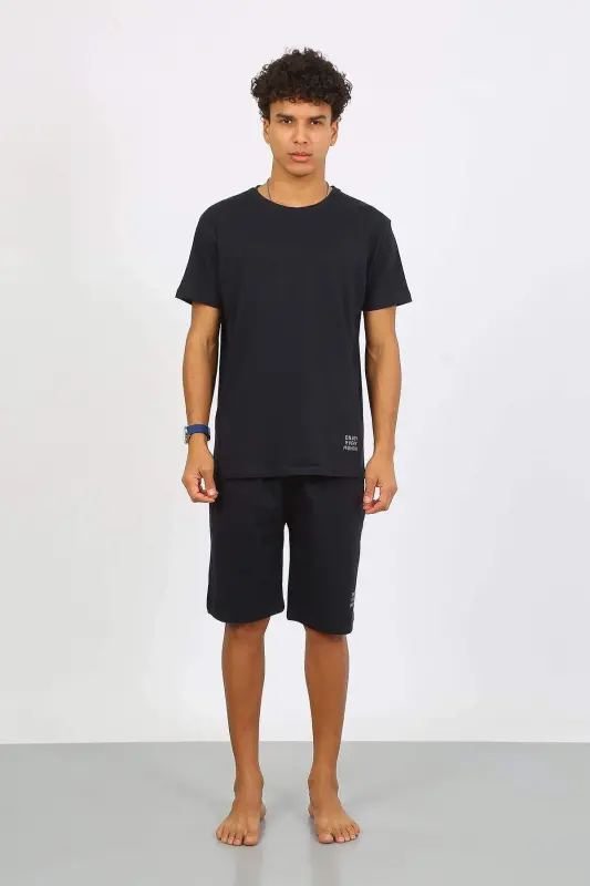 Angelino Men's Cotton Lacoste Capri Pajama Set Navy Blue 6874 - 7