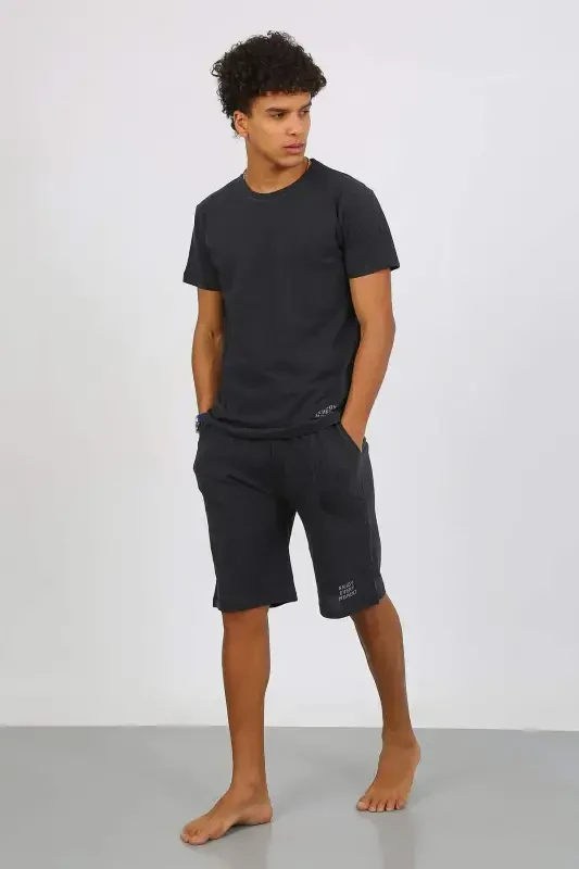 Angelino Men's Cotton Lacoste Capri Pajama Set Smoked 6872 - BÜYÜKBEDENIZ