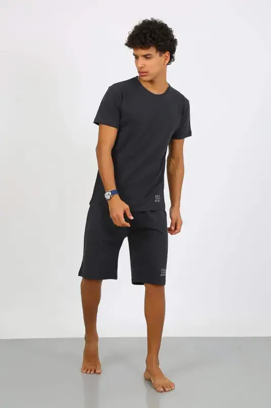 Angelino Men's Cotton Lacoste Capri Pajama Set Smoked 6872 - 2