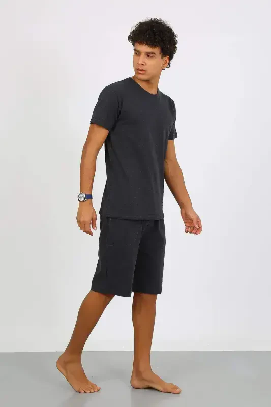 Angelino Men's Cotton Lacoste Capri Pajama Set Smoked 6872 - 3