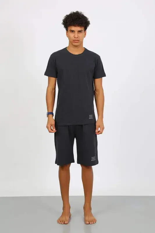 Angelino Men's Cotton Lacoste Capri Pajama Set Smoked 6872 - 4