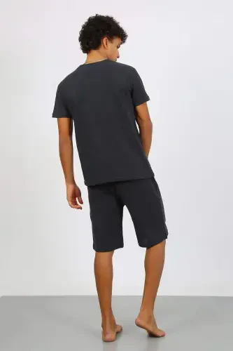 Angelino Men's Cotton Lacoste Capri Pajama Set Smoked 6872 - 8