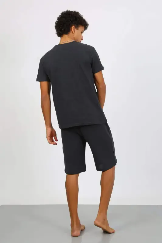 Angelino Men's Cotton Lacoste Capri Pajama Set Smoked 6872 - 8