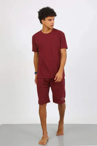 Angelino Men's Cotton Lacoste Capri Pajamas Set Burgundy 6872 - 10