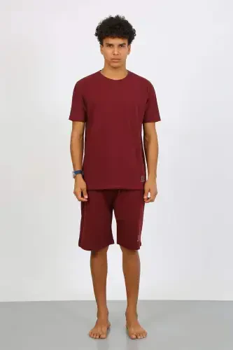 Angelino Men's Cotton Lacoste Capri Pajamas Set Burgundy 6872 - 4