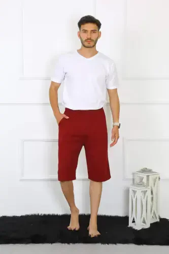 Angelino Men's Cotton Lacoste Capri Pants Burgundy 27554 - BÜYÜKBEDENIZ (1)