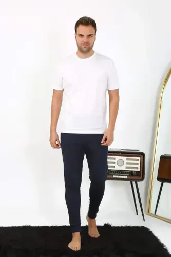 Angelino Men's Cotton Single Bottom Pajamas Navy 27551 - 17