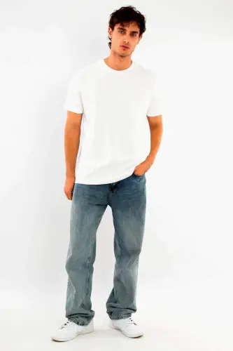 Angelino Men's Crew Neck 100% Cotton White T-Shirt - BÜYÜKBEDENIZ (1)