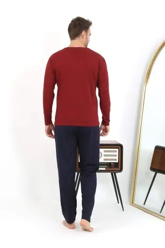 Angelino Men's Long Sleeve Cotton Burgundy Pajama Set 6861 - 9