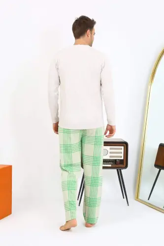 Angelino Men's Long Sleeve Cotton Cream Pajama Set 6861 - 7