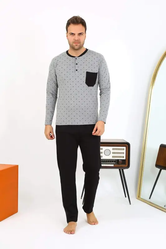 Angelino Men's Long Sleeve Cotton Fume Pajama Set 6861 - 2