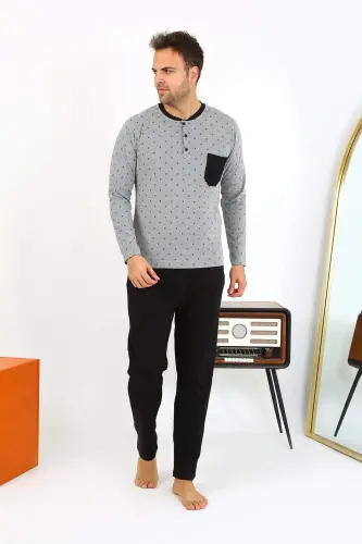 Angelino Men's Long Sleeve Cotton Fume Pajama Set 6861 - 10