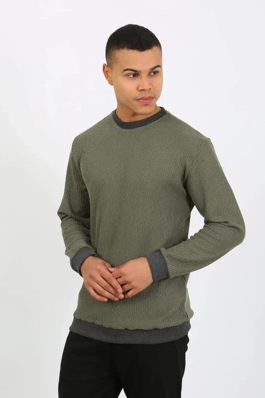 Angelino Men's Long Sleeve Cuffed Hem Jersey Pajama Set 6870 Khaki - 12