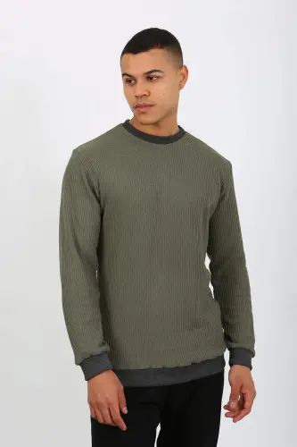 Angelino Men's Long Sleeve Cuffed Hem Jersey Pajama Set 6870 Khaki - 15