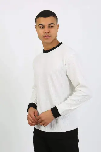 Angelino Men's Long Sleeve Cuffed Leg Jersey Pyjama Set 6870 White - 4