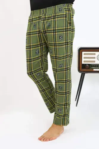 Angelino Men's Plaid Pattern Cotton Single Bottom Pajama 27540 Khaki - 3