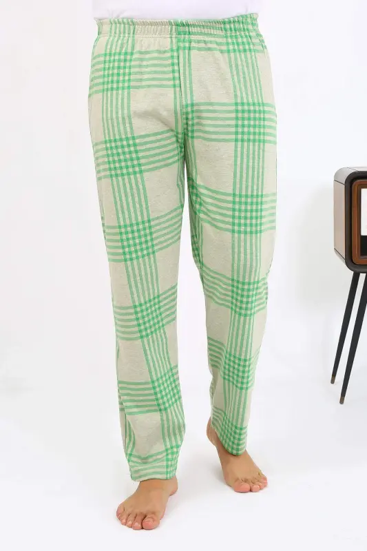 Angelino Men's Plaid Pattern Single Knit Bottom Pyjamas 27540 Green - 3