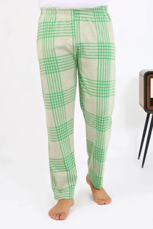 Angelino Men's Plaid Pattern Single Knit Bottom Pyjamas 27540 Green - 8