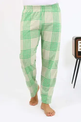 Angelino Men's Plaid Pattern Single Knit Bottom Pyjamas 27540 Green - 9