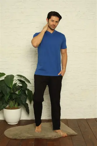 Angelino Men's Sax V-Neck 3-Piece Pajama Set 6822 - 11