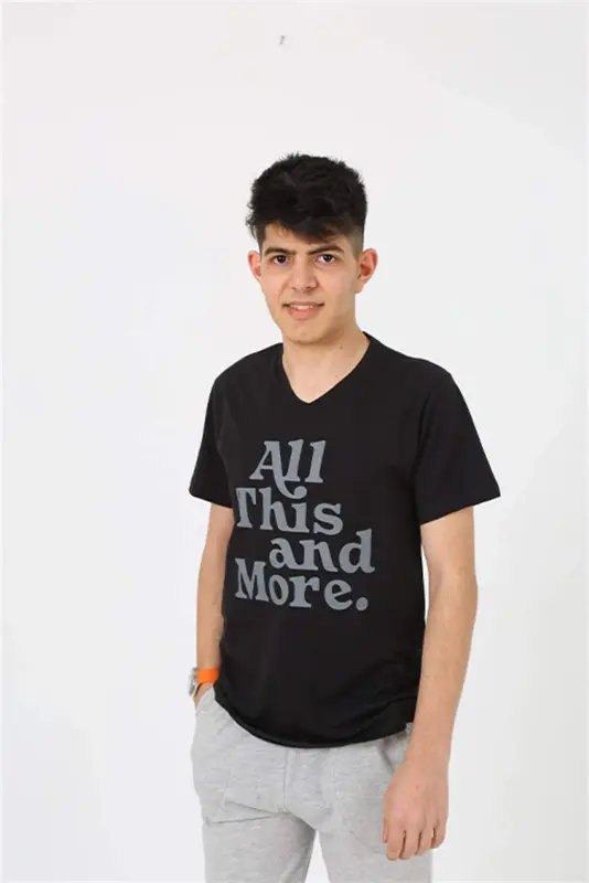 Angelino Men's Young Waiter Boy Short Sleeve Black Cotton Jersey Shorts Pajama Set 20377 - 12