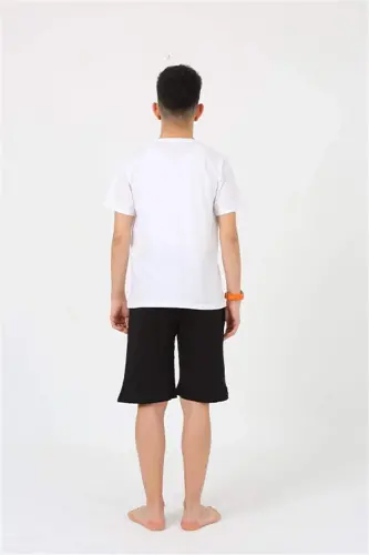 Angelino Men's Young Waiter Boy Short Sleeve White Knitted Shorts Pajamas Set 20377 - 8