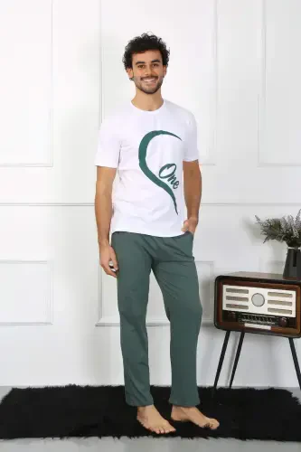 Ангелино Мужской Хлопковый Трикотажный Комплект Пижамы Белый 50127 Цена за один комплект - 7