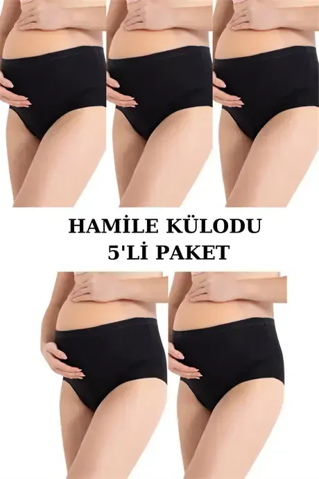 Angelino Нижнее белье для женщин Хлопковое с лайкрой Эластичное С высокой талией Черное Панти для беременных и родивших 2 шт. - BÜYÜKBEDENIZ