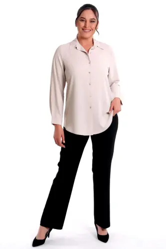 Angelino Plus Size Basic Beige Shirt - 3