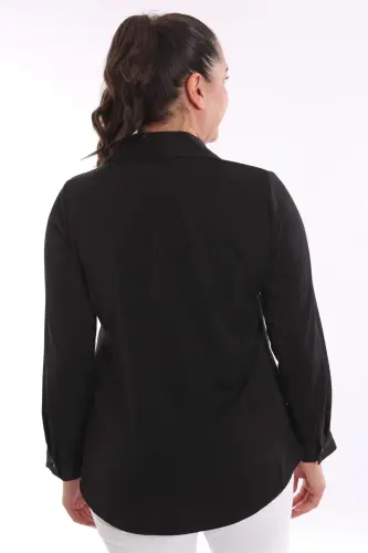 Angelino Plus Size Basic Black Shirt - 1